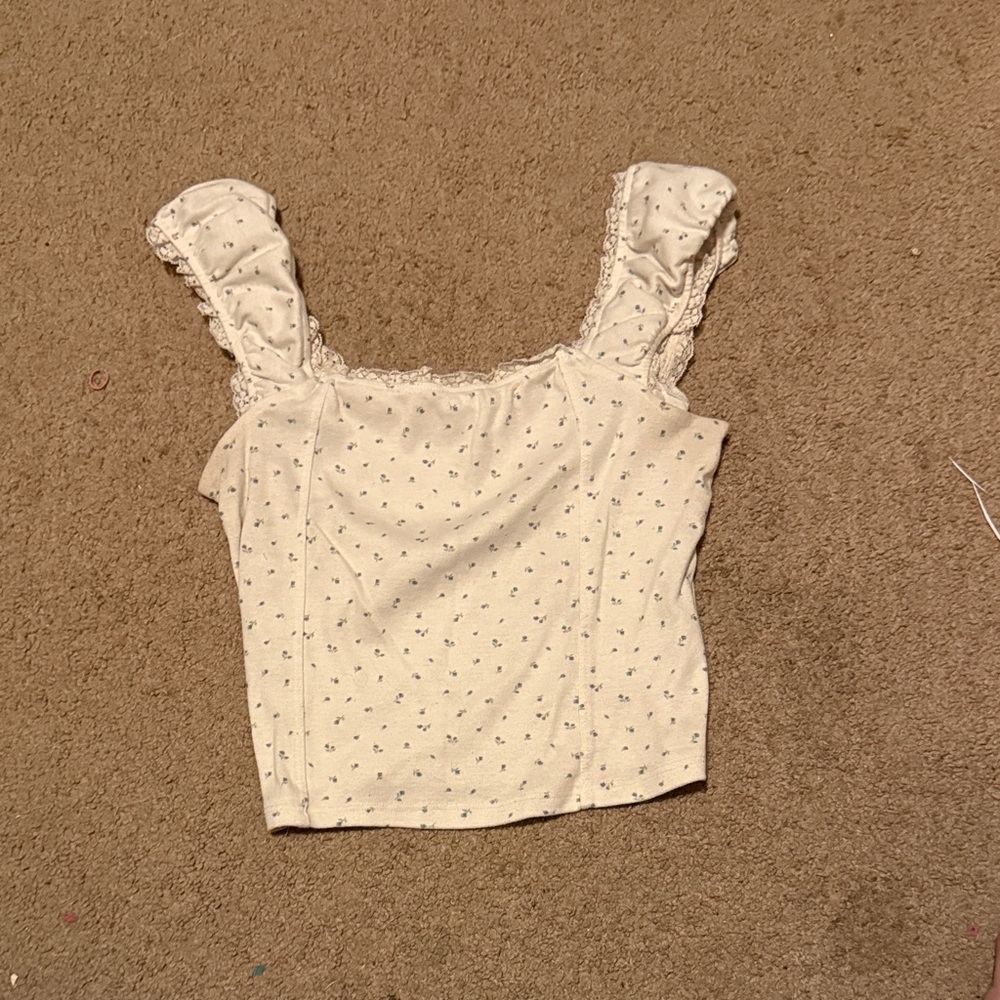 Elegant Cream Lace Trimmed Women's Top